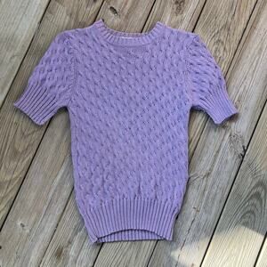 Lord & Taylor Women's Vintage Purple 100% Cotton Cable Knit Sweater Size S